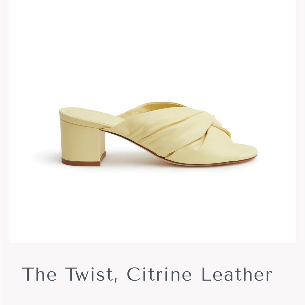 NWOB Rebecca Allen The Twist Citrine Leather Sandal, Size 6